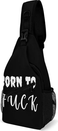 Generic Born To Fuk Unisex Shoulder Bags Casual Crossbody Chest Bag Sling Backpack for Hiking Cycling Travel