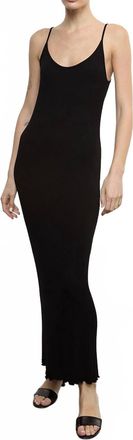 Enza Costa Silk Rib Lettuce Edge Dress In Black