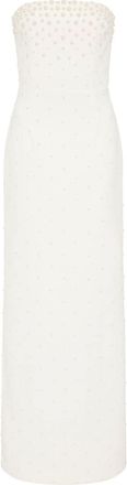 Rebecca Vallance Therese pearl-embellished gown - women - Polyester/Elastane - 16 - White