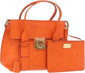 Ferragamo Pre-owned Handbags, female, Orange, Size: ONE SIZE Pre-owned Leather Handbag