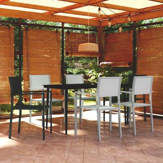 vidaXL Juego De Comedor Para Jard&iacute;n 7 Piezas Blanco Y Negro Vidaxl