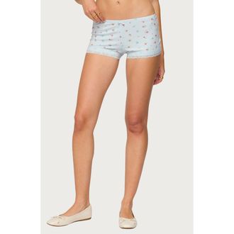 Edikted Aurea Floral Lace Micro Shorts in Light-Blue at Nordstrom, Size X-Small