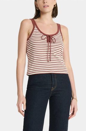 Nation Ltd Womens Ill Lace Up Tank Top In Sable Stripe