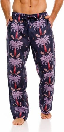 The Lazy Poet Drew Riviera Palms Print Linen Pajama Pants in Blue at Nordstrom, Size Xx-Large
