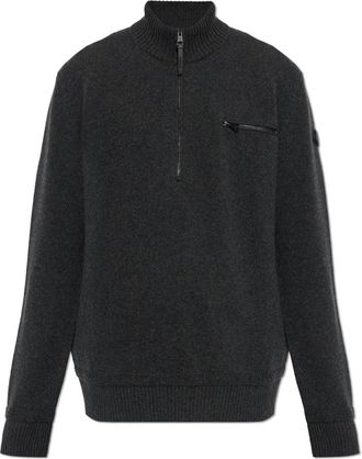 Moncler Wol trui met zak - Heren - Coltruien - Grijs - L - Wol - Truien & Vesten
