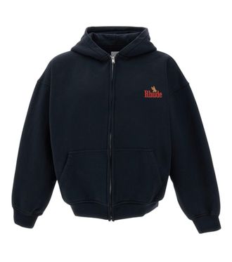Rhude Black Zip Up Logo Hoodie