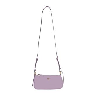 Pinko Cross Body Bags, female, Purple, Size: ONE SIZE Half Moon Baguette Mini Leather Bag