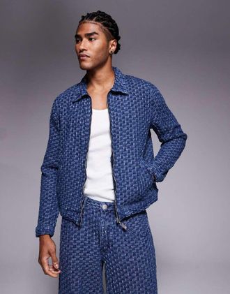 Liquor & Poker Giacca in denim blu con zip in coordinato