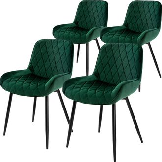 ML Design Ml-design - Set 4x Sillas De Comedor Verde Moderno 84 Cm Asiento Tapizado De Terciopelo Transpirable Y Suave Con Patas De Metal Sill&oacute;n Con Respaldo Er
