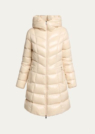 Moncler Marusse Hooded Mid-Length Down Jacket