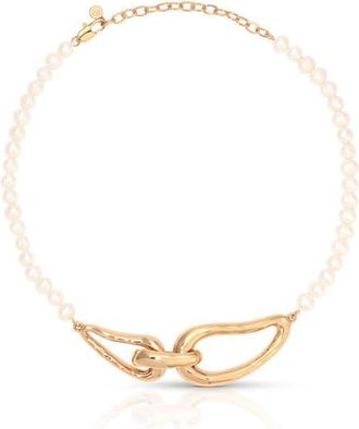Ettika Molten Muse Freshwater Pearl Necklace in Gold at Nordstrom