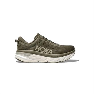 Hoka One One Mens Bondi 7 Sneakers In Olive Haze/white