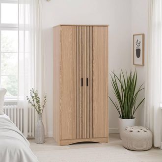 Seconique Tessa 2 Door Wardrobe-Natural Oak Effect in Light Oak
