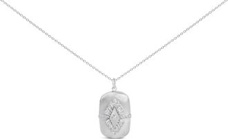 House of Brilliance Sterling Silver 3/8 Cttw Diamond Puffed Medallion Design Pendant Necklace