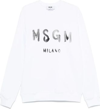Msgm Felpa con stampa logo - Bianco