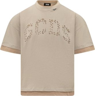 GCDS Taupe Crew Neck T-Shirt