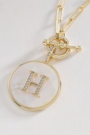 Melinda Maria Love Letters Medallion Monogram Necklace