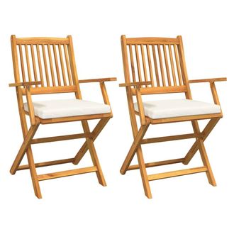 vidaXL Vidaxl - Silla Plegable Con Coj&iacute;n Plegable 2 Pcs Blanco 49 X 57.5 X 92cm