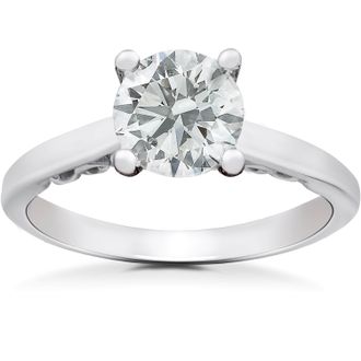 Pompeii3 1 ct Diamond Round Solitaire Engagement Ring 14k White Gold Lab Grown
