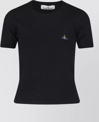 Vivienne Westwood cashmere-blend ribbed-hem short-sleeve knitted top