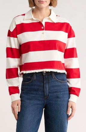 Vigoss Stripe Long Sleeve Cotton Polo in Red Combo at Nordstrom Rack, Size Xx-Large