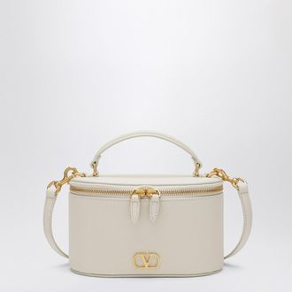Valentino Garavani Vlogo Signature Mini Vanity Bag in ivory grained calfskin