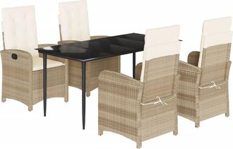vidaXL Set Comedor De Jard&iacute;n 5 Pzas Con Cojines Rat&aacute;n Sint&eacute;tico Beige Vidaxl