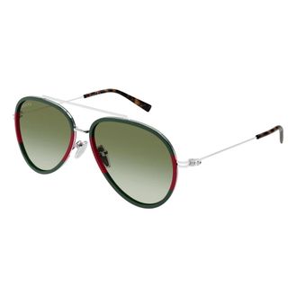 Gucci Sunglasses, male, Green, Size: 56 MM Aviator Sunglasses