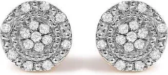 House of Brilliance 10K Yellow Gold 1/7 Cttw Diamond Beaded Halo Stud Earrings at Nordstrom