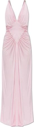 Versace Viscose-Jersey Gedrapeerde Jurk - Dames - Avondkleed - Roze - M - Leer - Kleedjes