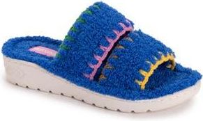 Muk Luks Cloud Ribbed Terry Double Strap Slide Slipper in Blue at Nordstrom Rack, Size X-Large