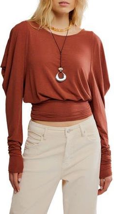 Free People Moxie Draped Jersey Top in Brick Wall at Nordstrom Rack, Size X-Small
