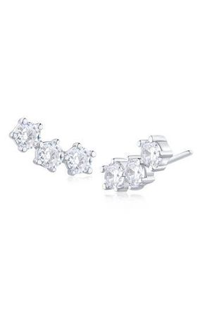 Kenneth Jay Lane Round Cubic Zirconia Crawler Stud Earrings in Clear/Silver at Nordstrom Rack