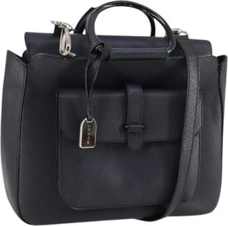Gucci Pre-owned Handbags, female, Black, Size: ONE SIZE Pre-owned Leather Handbag
