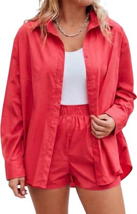 Emory Park Oversized Button Up Shirt In Fuchsia