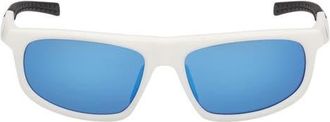 adidas 56mm Geometric Sunglasses in White /Blue Mirror at Nordstrom