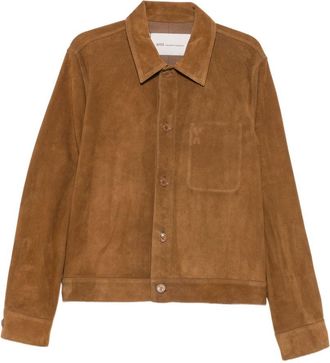 Ami Cropped Boxy Jacket with Classic Collar and Soft Texture