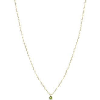 Zo&euml; Chicco 14K Gold Bezel Birthstone Necklace in Yellow Gold/Peridot at Nordstrom, Size 16 In