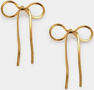 Katie Loxton Amelie Waterproof Gold Bow Oversized Earrings at Nordstrom