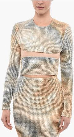 Off-white Long-Sleeve Elasticated Top SMOCK With Cutout size 40