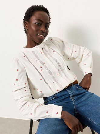 Fat Face FatFace Jane Ivory Petite Embroidered Shirt