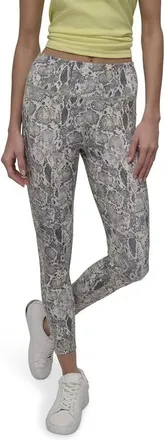 DKNY Womens Printed High-Waist 7/8 Tights In Mystic Python Vintage Khaki