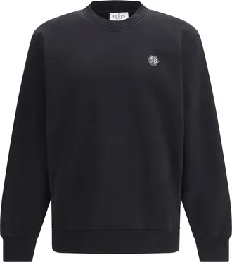 Philipp Plein Mens Crewneck Sweatshirt Black Cotton Sweatshirts Sweater