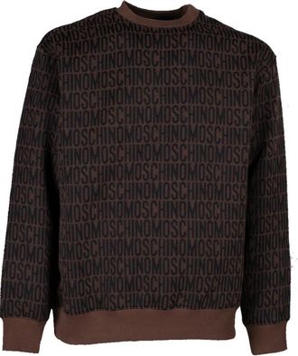 Moschino Bruine Allover Print Sweatshirt - Heren - Sweatshirts - Bruin - S - Katoen - Hoodies & sweatvesten