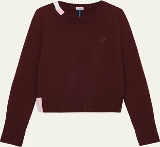 Loewe Contrast Intarsia Cashmere-Blend Sweater