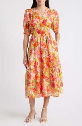 Vince Camuto Floral Midi Sundress in Pink Multi at Nordstrom, Size 14