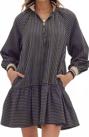 Entro Margorie Striped Mini Dress In Black