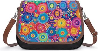 Generic Colorful Dots And Circles Crossbody Bags for Women Fashion Leather Shoulder Handbags With Adjustable Strap