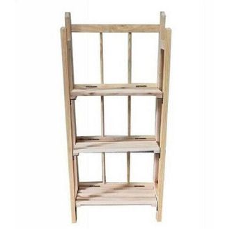 Trade Shop Trade Shop - Mobile Scaffale In Legno 3 Ripiani Porta Piante Oggetti Mensole Arredamento