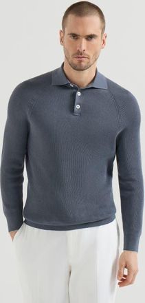 Brunello Cucinelli English Rib knit polo in Lignite Grey at Nordstrom, Size 48 It